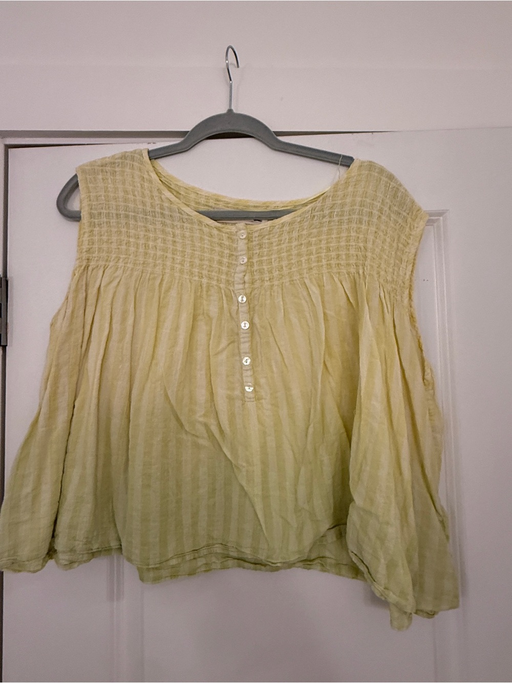 Light Yellow Women's Smocked Peasant Top
